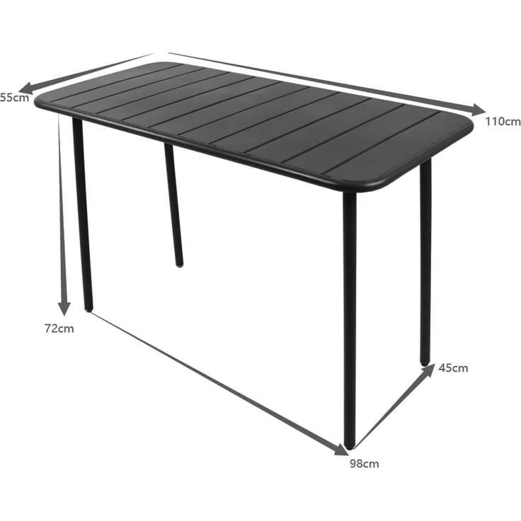 VCM Gartentisch Sumila 920270 Schwarz H. 72 x B. 110 x T. 55 cm – Bild 2