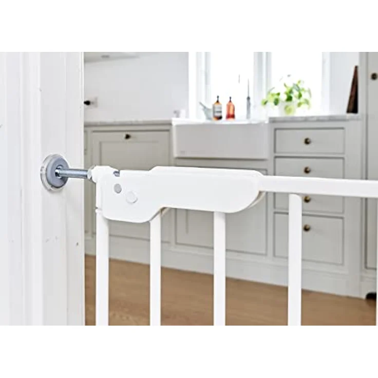 BabyDan Esjberg Türschutzgitter für Kinder und Babys, extra schmal, für Öffnungen von 60,5–66,5 cm, Weiß, hergestellt in Dänemark aus 100% italienischem Stahl. – Bild 3