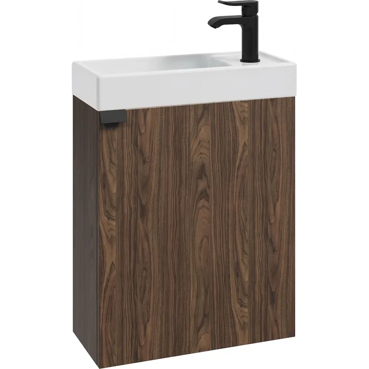 Badplaats Toilettenmöbel Keno 50 x 23 cm – Walnuss Braun – Waschtischunterschrank mit Waschbecken