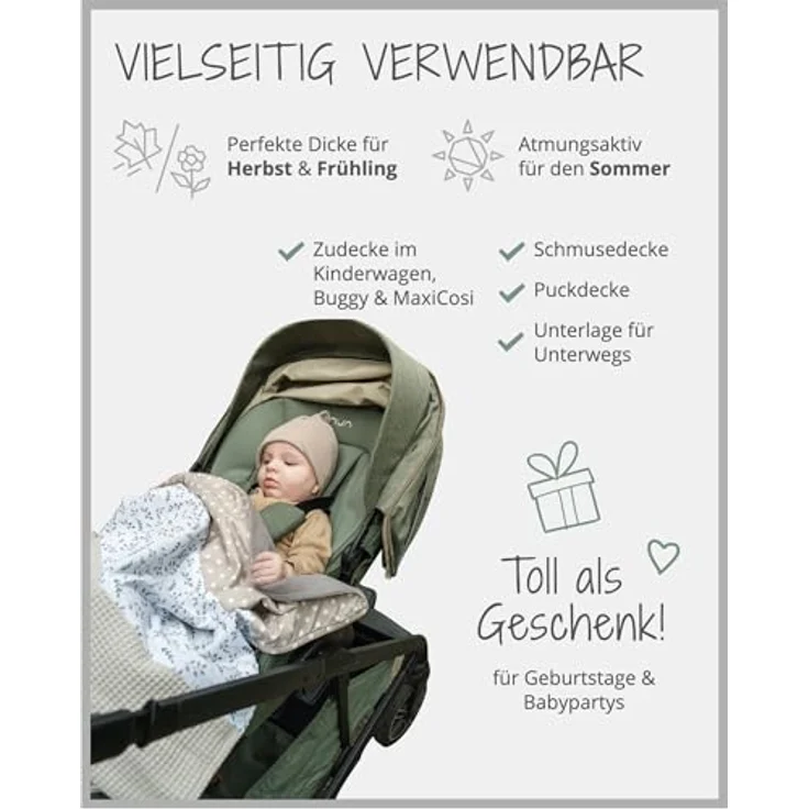 ULLENBOOM Babydecke 70x100 cm, Waldfreunde (Made in EU) - Aus Baumwolle & flauschigem Fleece (OEKO-TEX Standard), Baby Decke Neugeborenen, ideal als Kinderwagendecke oder Kuscheldecke – Bild 7