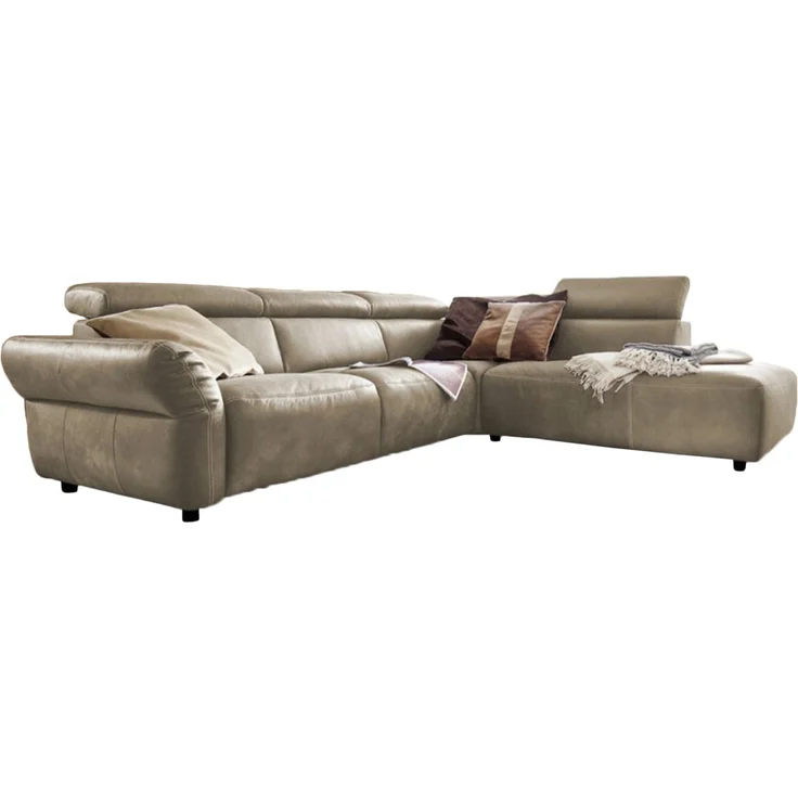 KAWOLA Sofa RISO Ecksofa mit motorischer Sitztiefenverstellung Leder grau Recamiere rechts 81 x 240 x 263 cm – Bild 2