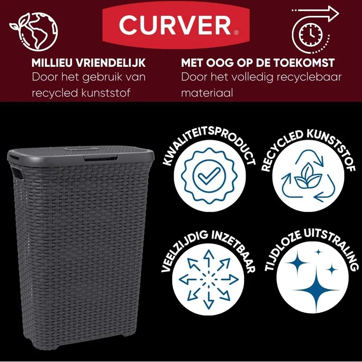 Curver Wäschekorb, Wäschekorb Natural Style 60L – Bild 6