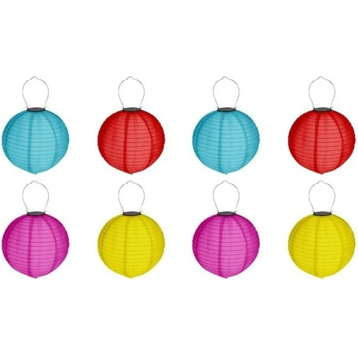 HAC24 LED Lampion 8x Deko Lampenschirm Lampe Party Garten Kugel Laterne, LED fest integriert, Kaltweiß, Bunt, Solar, Ø 20 cm, mit Haken zum Aufhängen – Bild 4