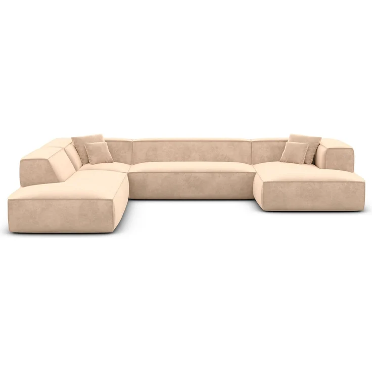 Polster Wohnlandschaft Liranda U-Form Lounge - Samtstoff - Beige - Rechts – Bild 3