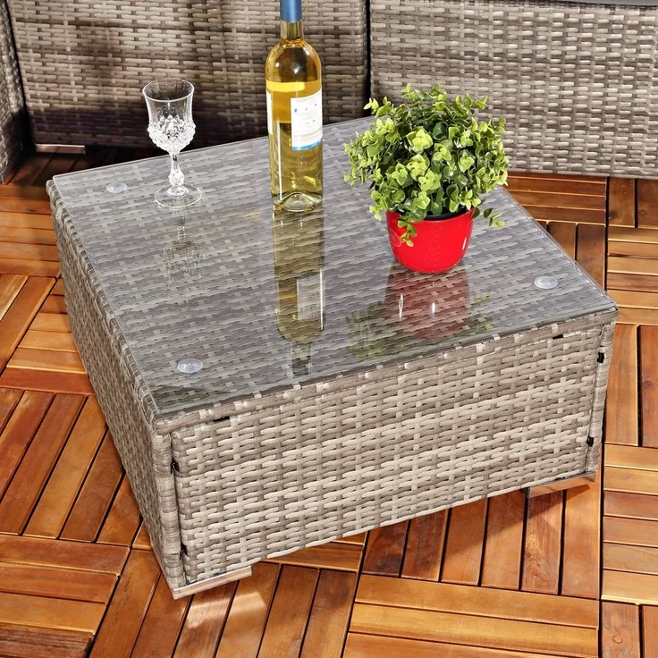 Gartensitzgruppe Terrassenmöbel Polyrattan Lounge Garnitur Essgruppe grau – Bild 8