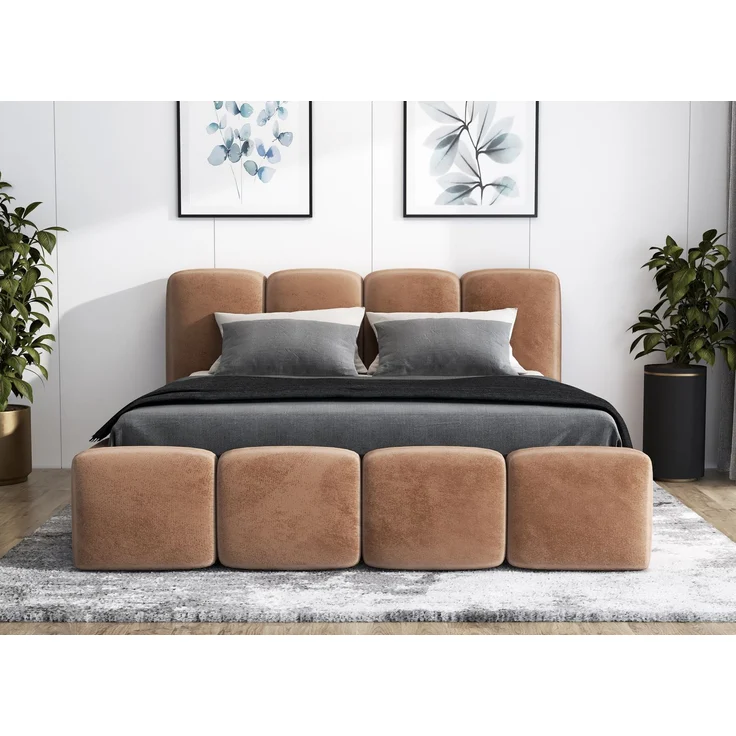 Polsterbett DONA 120x200 mit Matratze, Bettkasten und Lattenrost. Farbe: Tabak 3 – Bild 1