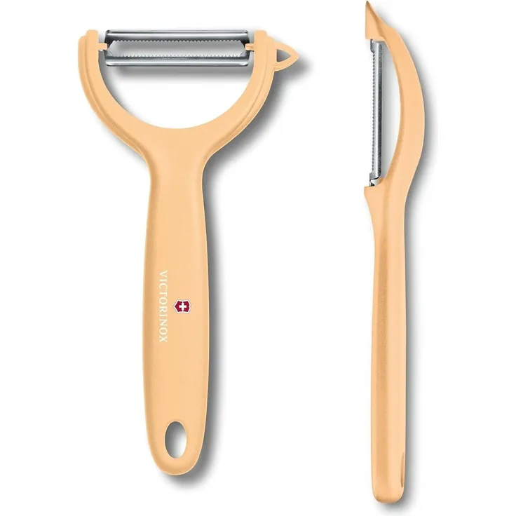 Victorinox | Universalschäler Duo Pack | extra scharf | Zackenschliffklinge | zweischneidig | ergonomischer Griff | Limited Edition Hellorange