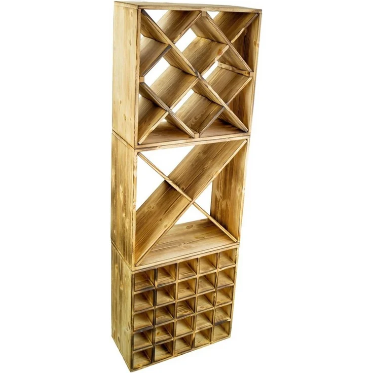 Kistenkolli Altes Land Allzweckkiste grosses Weinregal geflammt 52x52 "Raute" (Spar-Set, 1er Set) – Bild 2