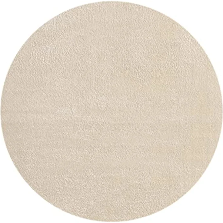 the carpet Relax Moderner Flauschiger Kurzflor Teppich, Anti-Rutsch Unterseite, Waschbar bis 30 Grad, Super Soft, Felloptik, Beige, 120x120 cm Rund – Bild 3