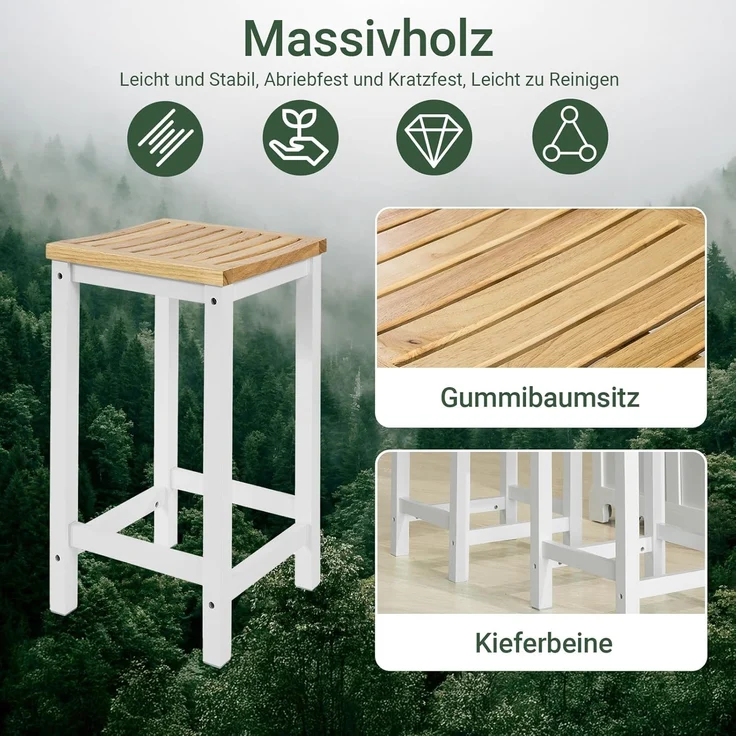SoBuy Küchenstuhl FST29-WNx2 (2 St), 2er Set Stuhl Holzstuhl Essstuhl Hocker zum Küchenwagen – Bild 7