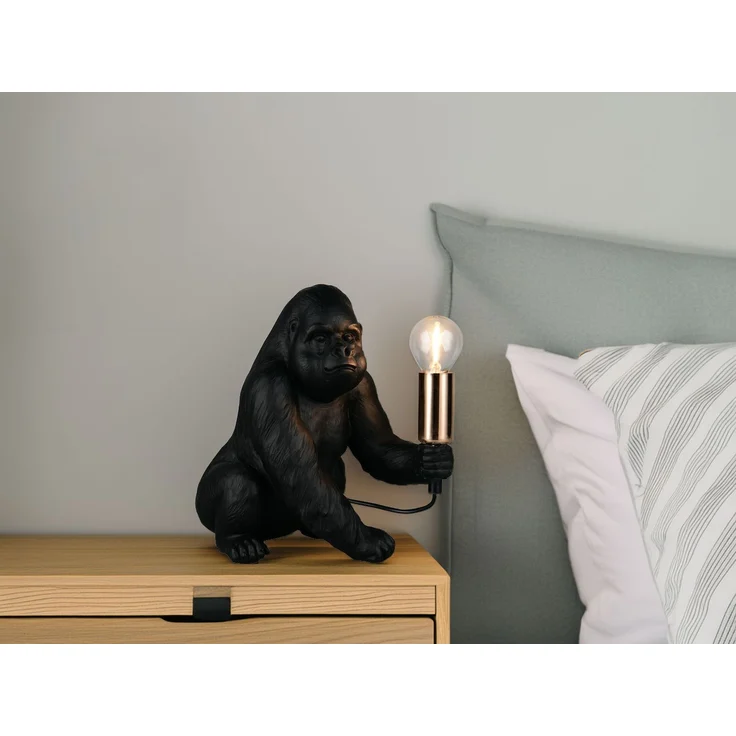 Besondere LED Tischleuchte Affenlampe Gorilla Schwarz, Höhe 23cm – Bild 1