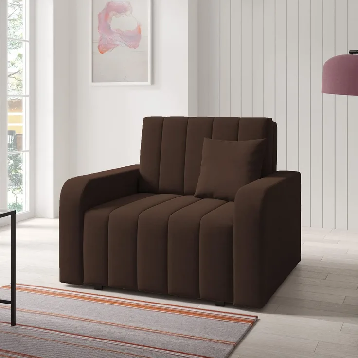 Sofasessel BOSTON I mit Ziernähten, 1-Sitzer Schlafsofa, Jugendsofa mit Schlaffunktion, ausziehbare Couch mit Bettkasten - Kronos 06, 85 x 97 x 105 cm