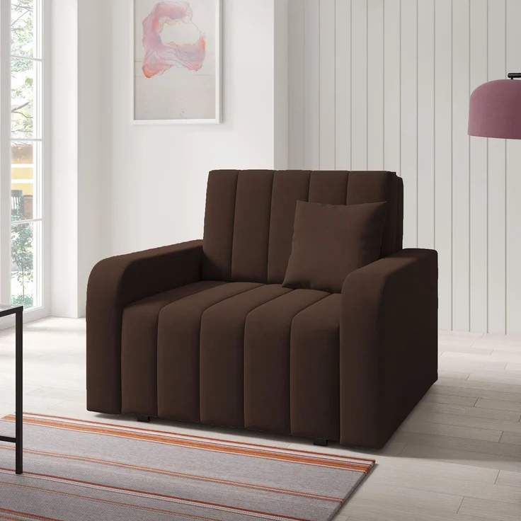 Sofasessel BOSTON I mit Ziernähten, 1-Sitzer Schlafsofa, Jugendsofa mit Schlaffunktion, ausziehbare Couch mit Bettkasten - Kronos 06, 85 x 97 x 105 cm – Bild 1