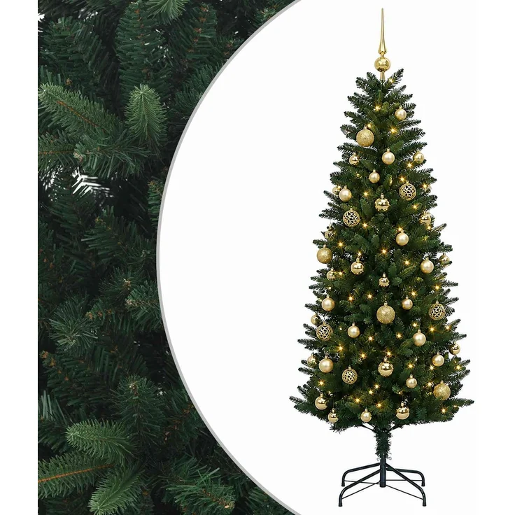 vidaXL Künstlicher Weihnachtsbaum mit Weihnachtskugeln 150 cm 150 LEDs 3465732 – Bild 2