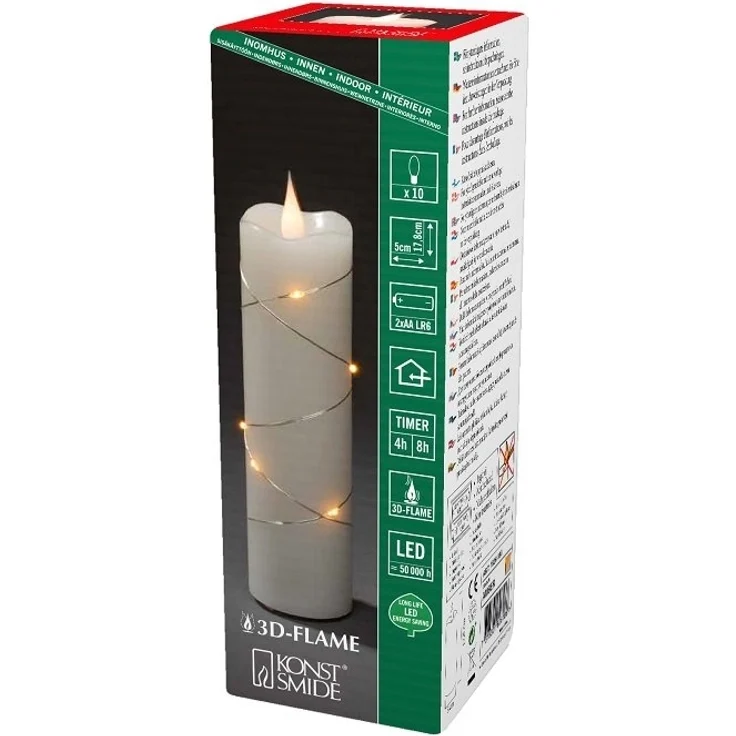 KONSTSMIDE No. 1826-180 LED Echtwachskerze cremeweiss mit LED Draht 18cm – Bild 3