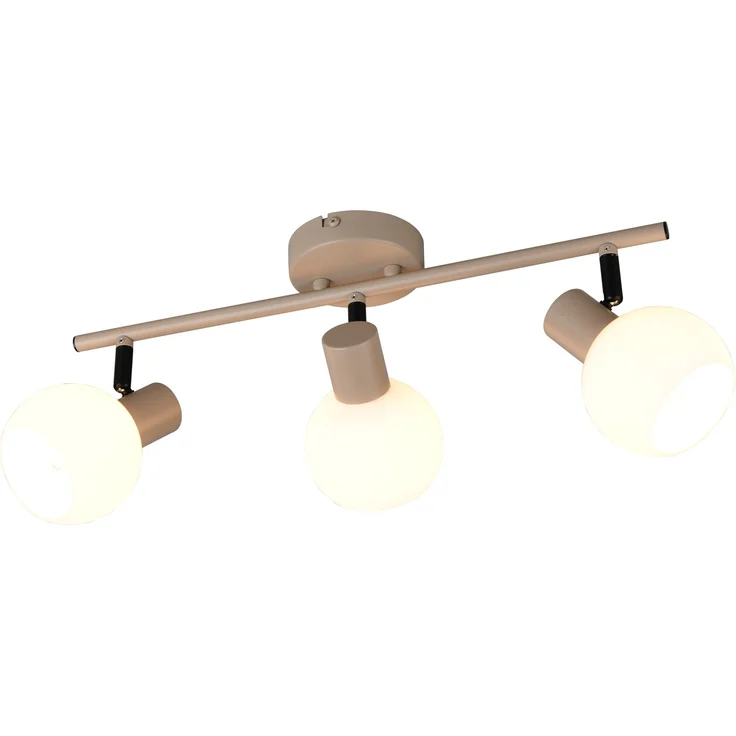 LED Deckenstrahler 3-flammig aus Metall in Beige mit Glasschirmen, Breite 45cm – Bild 2