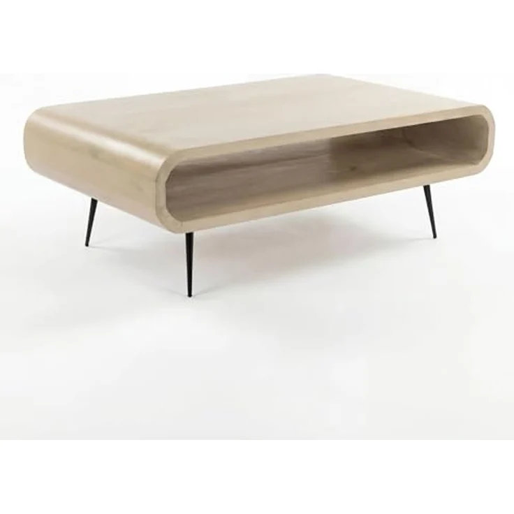 Couchtisch Mango Massivholz white wash 90cm - Design Wohnzimmertisch mit Metall Beine - Rechteckiger Sofatisch Ablage Retro - Loungetisch Holz - Natur Beistelltisch Handmade – Bild 7