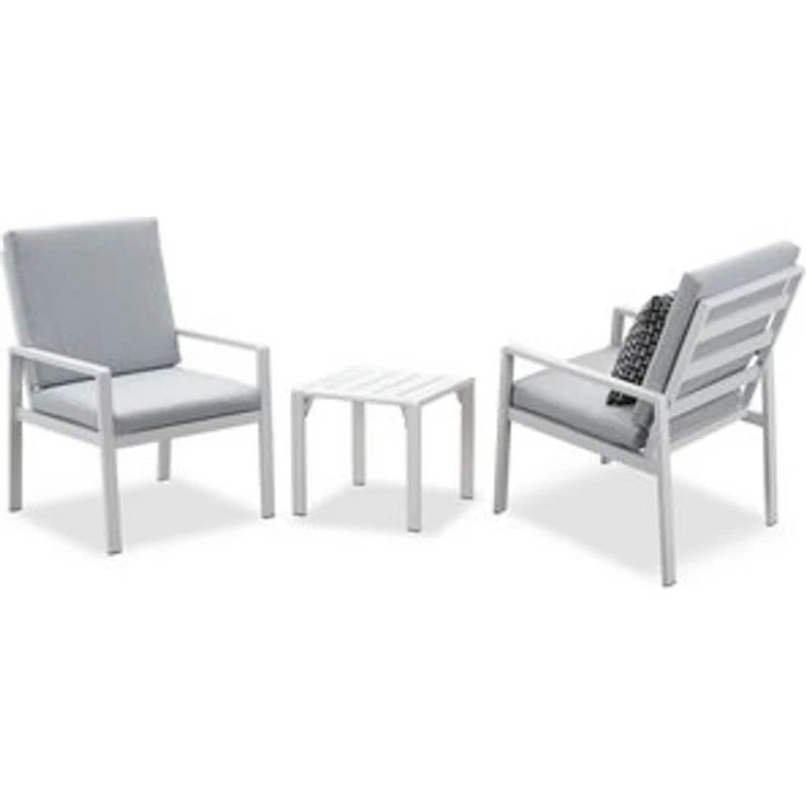 MeXo Gartenlounge-Set Aluminium Gartenmöbel-Set, (Balkonmöbel Set, 3-tlg, 2 Gartenstühle, 1 Couchtisch, inkl. Auflagen), wetterfest Loungemöbel Sitzgruppe – Bild 6