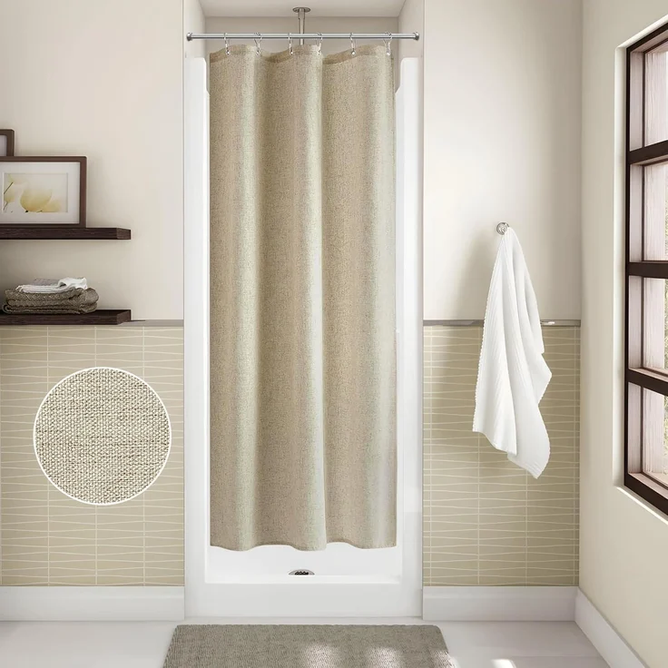 Duschvorhang Leinen in Taupe 182x92cm wasserdicht und schimmelresistent – Bild 5