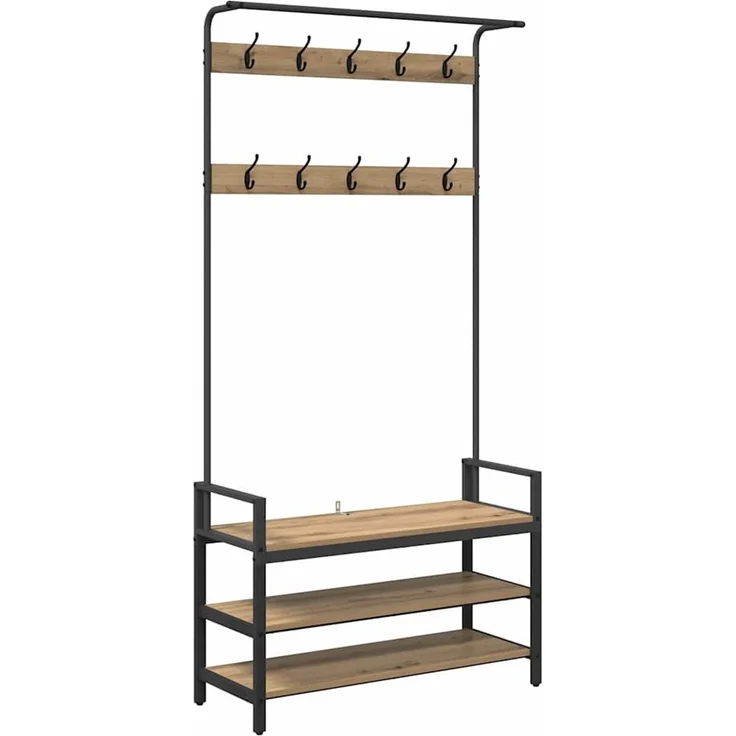 vidaXL Garderobenständer 95 x 34 x 184 cm Artisan-Eiche Holzwerkstoff 879964 – Bild 2
