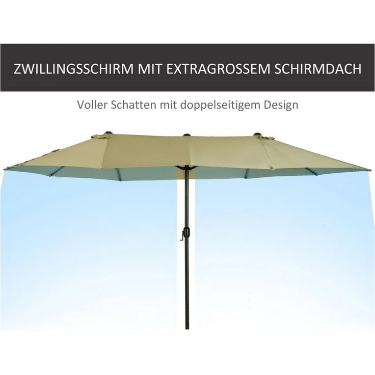 Outsunny Sonnenschirm Terrassenschirm mit Handkurbel, LxB: 460x270 cm, Doppelsonnenschirm, Gartenschirm, ohne Schirmständer – Bild 3