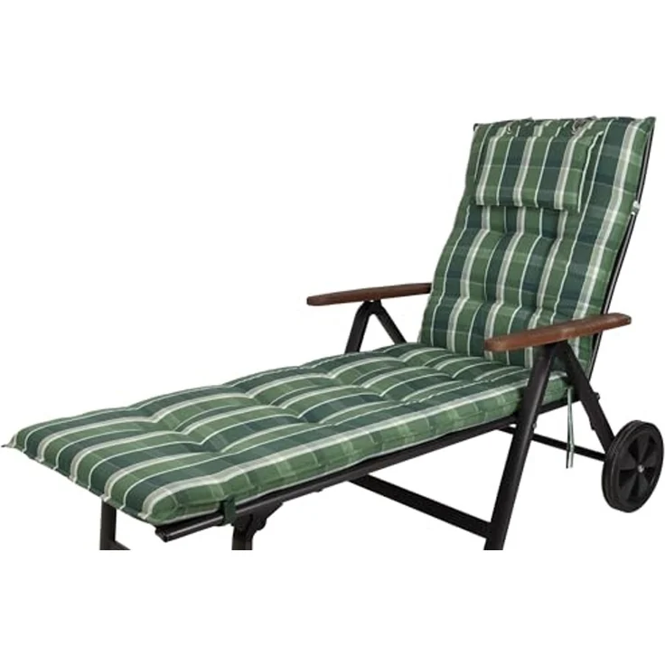 Sun Garden Liegenauflage Rollliege Monte 10557-200 grün kariert 193x60x8 cm Sun Garden, (1 St), Halteband verstellbar mit Bindebändern Halteband Gummi – Bild 1