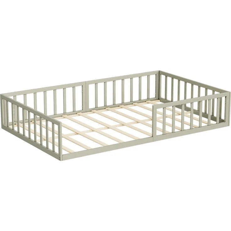 Bodenbett aus Metall Minno Greige 205 x 125 cm ohne Matratze Vitalispa