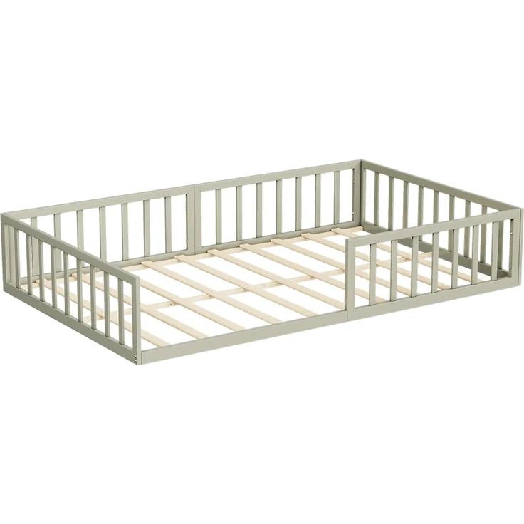 Bodenbett aus Metall Minno Greige 205 x 125 cm ohne Matratze Vitalispa – Bild 1