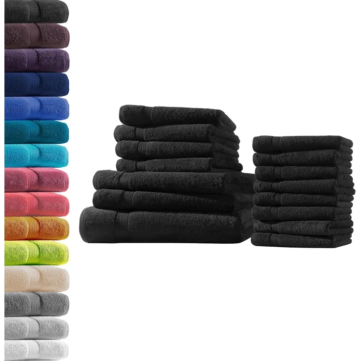 1x Badetuch + 2X Duschtuch + 4X Handtuch + 8X Gästetuch | Schwarz | 100% Baumwolle Frottier | Oeko-TEX® Standard 100 | Premium Qualität 500 g/m² – Bild 1