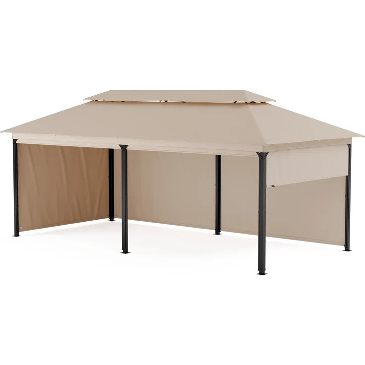 Blumfeldt Grandezza Cortina Pavillon 3x6 m – Stahlrahmen, Aufrollbare Seitenteile, Wetterfestes Dach, UV30+ Schutz, Gartenpavillon Beige – Bild 2