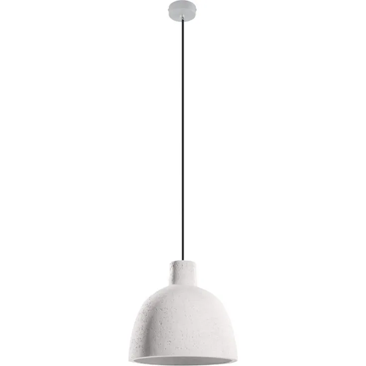 Pendelleuchte, Weiß Beton, Kuppel, hängend, H 100 cm