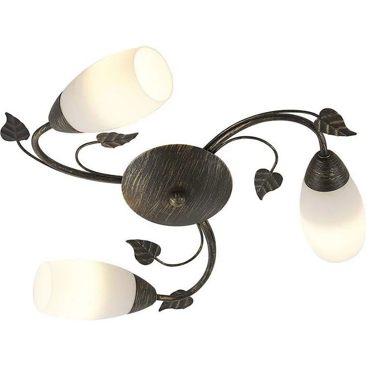 Deckenlampe, rostfarben, Glas alabaster, Blätter, D 50 cm – Bild 1