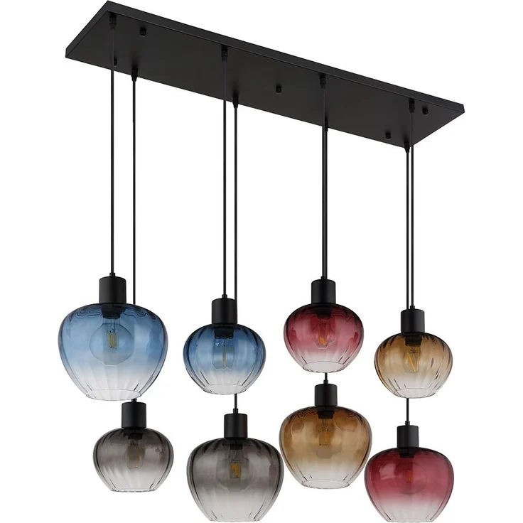 Hängeleuchte, schwarz, Glas mehrfarbig, H 120 cm – Bild 8