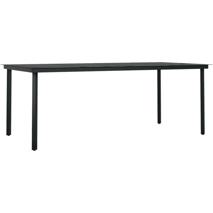 vidaXL Garten-Esstisch Schwarz 200x100x74 cm Stahl und Glas 3100107
