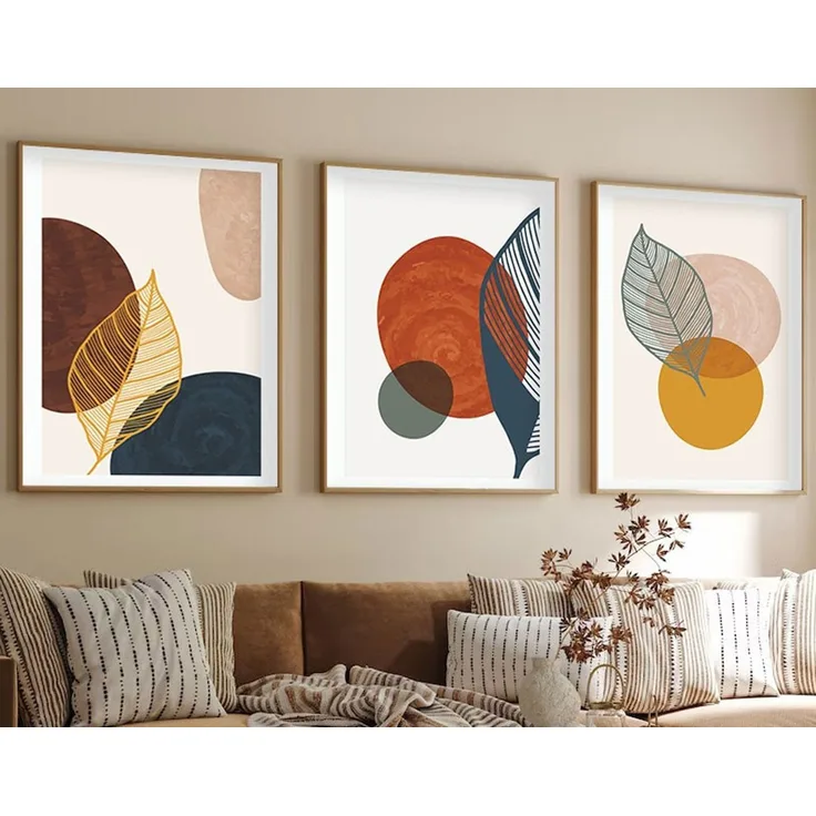 Wallity Dekoratives gerahmtes MDF-Gemälde (3-teilig), Mehrfarbig, 70 x 50 cm