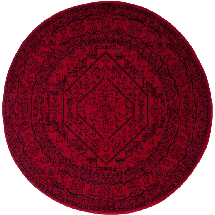 Safavieh Adirondack Collection Transitional 4' Round rot/schwarz | 1 cm Flor, Teppich für den Innenbereich, langlebig, kinder- und haustierfreundlich, Polypropylen-Fasern, Öko-Tex-zertifiziert