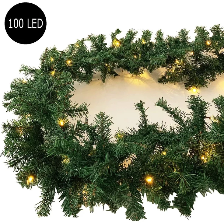 XXL Tannengirlande Weihnachtsbeleuchtung 810cm 100 LED Batteriebetr. – Bild 2