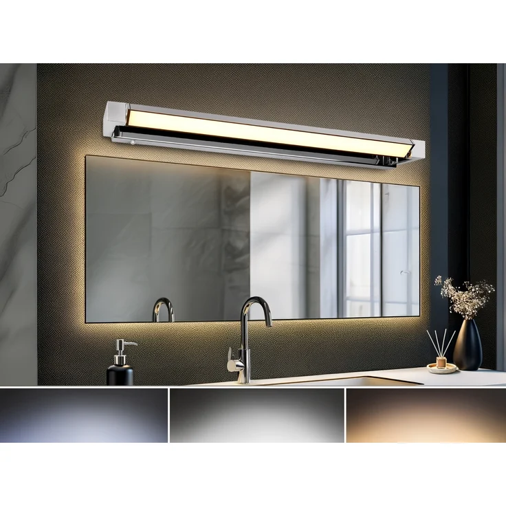 Dimmbare LED Bad Spiegelleuchte FABRIZIO schwenkbar, Chrom Breite 80cm – Bild 6