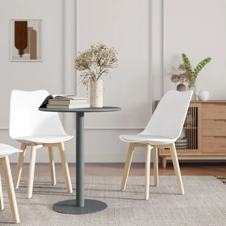 HOMCOM Esstisch moderner Tisch (Rund Küchentisch, 1-St, Esszimmertisch für 2 Personen), für Küche, Esszimmer Wohnzimmer Grau – Bild 8