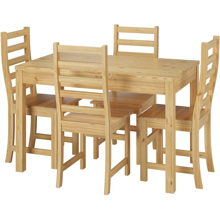 Schöne Essgruppe mit Tisch und 4 Stühle Kiefer Massivholz natur 90.70-51 A-Set 21 – Bild 1