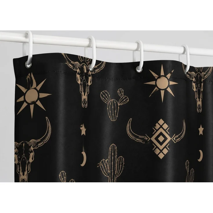 Wasserdichter Duschvorhang mit Westernmuster Schwarz 180 x 200 cm – Bild 3