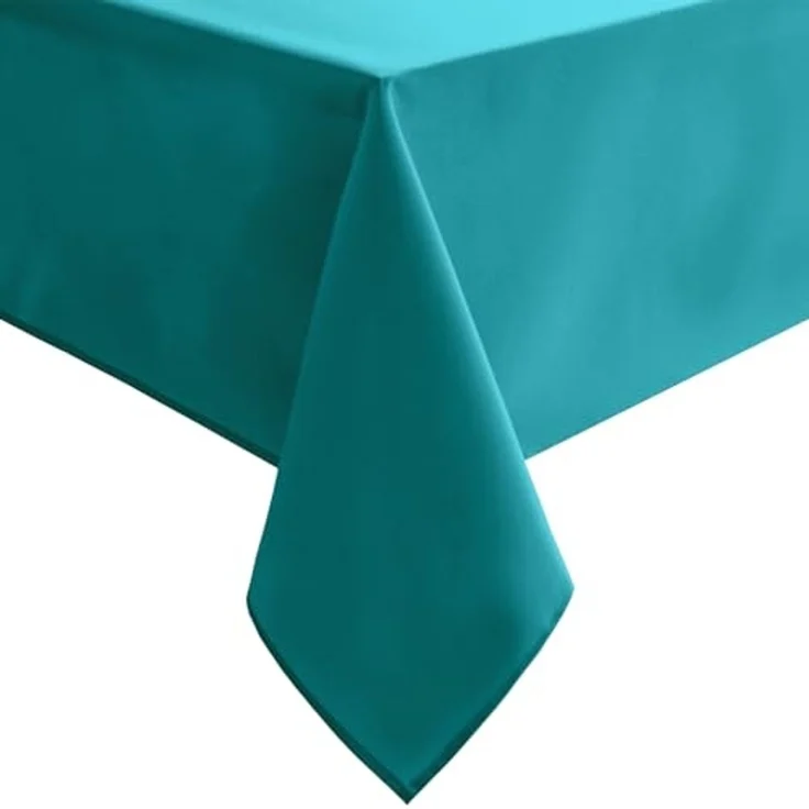 Hiasan Rechteckige Tischdecke, wasserabweisend und auslaufsicher, küchenwaschbar, Polyester-Stoff, Tischdecke für 1,8 m große Tische, 137x203 cm, Türkis – Bild 1