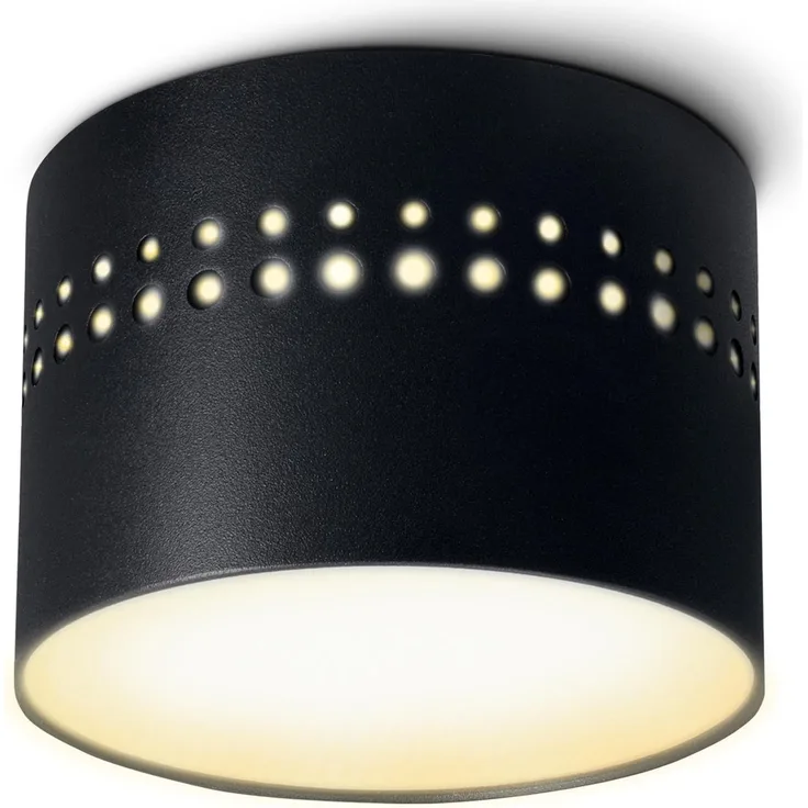 linovum LED Aufbaustrahler SUNEVA LED Aufbauspot schwarz rund indirektes Licht 230V warmweiß 8W, LED-Leuchtmittel fest verbaut