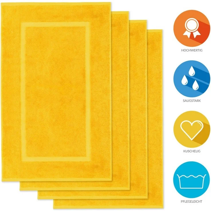 Lavea Badematte 4er Set Badeteppiche Elena Frottee 50x80 cm Badvorleger, 100% Baumwolle, 500 g/m² Frottier, weich & saugstark, pflegeleicht – Bild 1