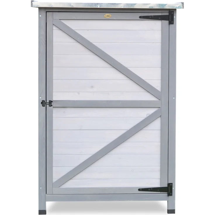 HABAU Gartenschrank Flachdach aus Holz mit Zinkdach, Grau, 76,5 x 56,5 x 114 cm – Bild 1