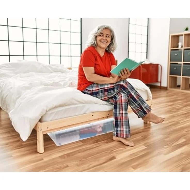 2friends Unterbettkommode 2Stk. Unterbett Kommode mit Rollen 32L transparent (2 St) – Bild 5