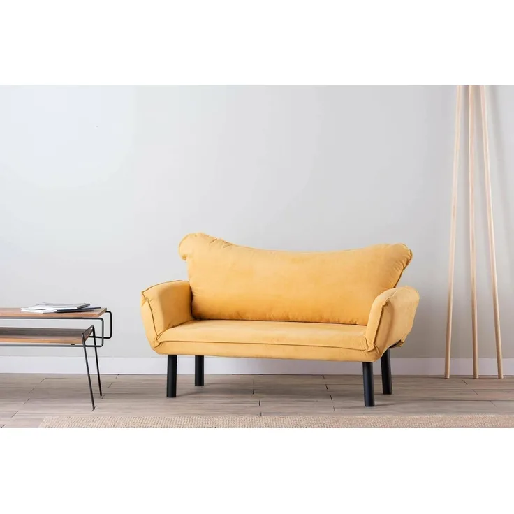 Dmora Schlafsofa 2-Sitzer Aquilonis 140x65 cm Gelb, Stauraum