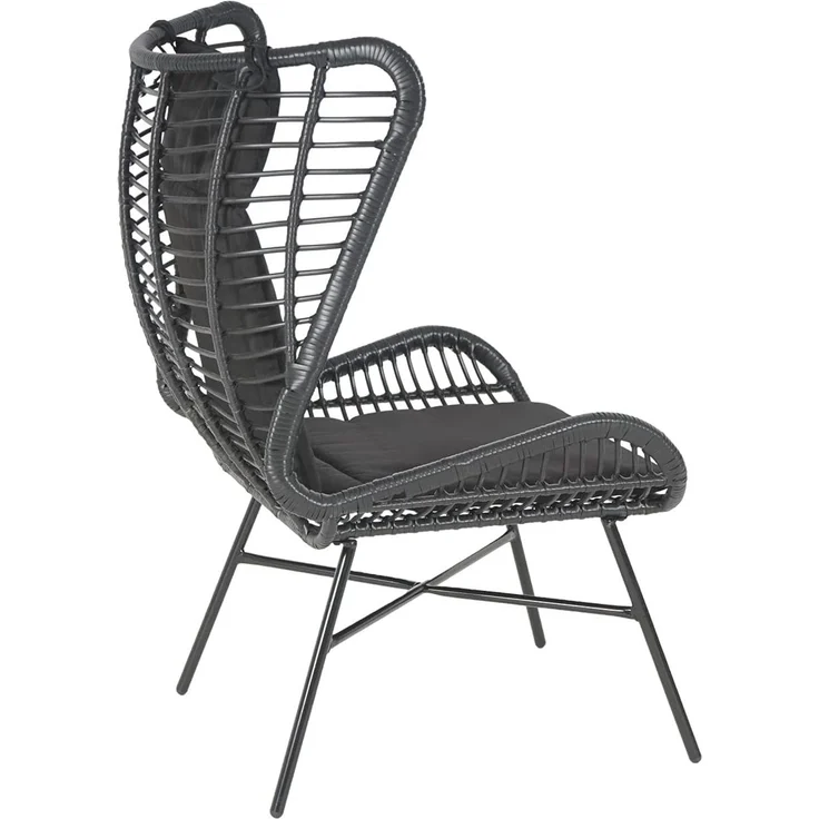 Poly-Rattan Set HWC-G17b, Balkon-Set Gartengarnitur Sitzgruppe Stuhl+Hocker Sessel, Seil ~ anthrazit, Kissen anthrazit – Bild 5