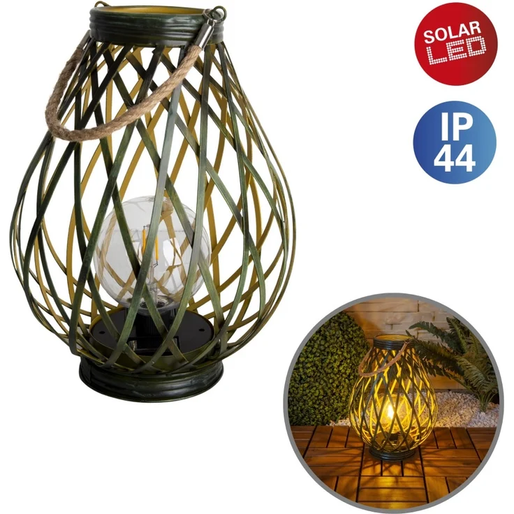 Näve Solar-Dekoleuchte LED mit Dämmerungssensor Baluba 31 cm grün/gold – Bild 2