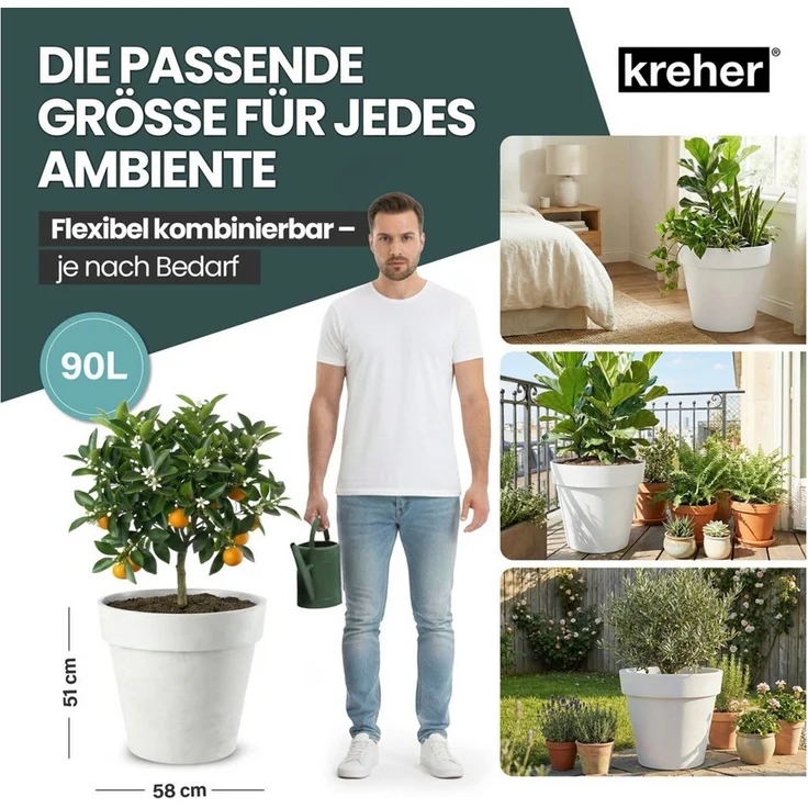 Kreher Pflanzkübel Set 'LIKE' XXL + XL - rollbar - aus Kunststoff - UV-beständig – Bild 3
